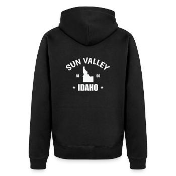 Idaho Sun Valley 1890 USA Amerika - Unisex Premium Bio Zip Hoodie - Schwarz - Hinten - Nico (187cm)
