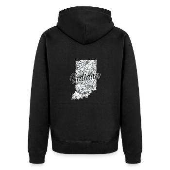 Indiana Blumen in Karte USA Amerika - Unisex Premium Bio Zip Hoodie - Schwarz - Hinten - Nico (187cm)