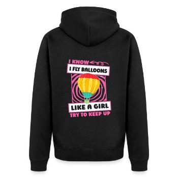 Heißluftballon Ballonfahren Mädchen - Unisex Premium Bio Zip Hoodie - Schwarz - Hinten - Nico (187cm)