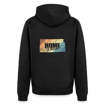Kansas Home Kansas USA Amerika - Unisex Premium Bio Zip Hoodie - Schwarz - Hinten - Nico (187cm)