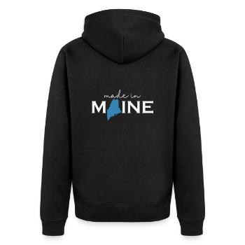 Made in Maine USA Amerika - Unisex Premium Bio Zip Hoodie - Schwarz - Hinten - Nico (187cm)