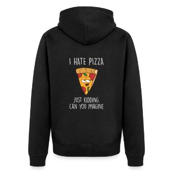 Pizza Quote Pizza Lovers Funny Food Pizza - Unisex Premium Organic Zip Hoodie - black - Back - Nico (187cm)
