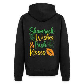 Shamrock Wishes And Irish Kisses St. Patricks Day - Veste à capuche bio Premium Unisexe - noir - Dos - Nico (187cm)