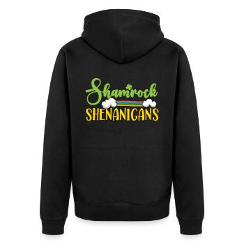 Shamrock Shenanigans St. Patricks Day Irish Pride - Unisex Premium Organic Zip Hoodie - black - Back - Nico (187cm)