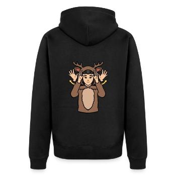 Hirsch Tier ASL Hand Geste Gehörlos - Unisex Premium Bio Zip Hoodie - Schwarz - Hinten - Nico (187cm)