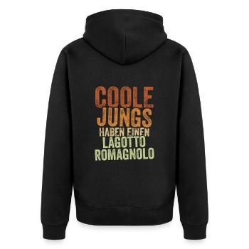 Lagotto Romagnolo - Unisex Premium Bio Zip Hoodie - Schwarz - Hinten - Nico (187cm)