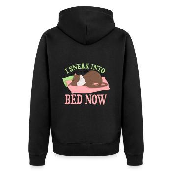 Ich schleiche nun ins Bett - Unisex Premium Bio Zip Hoodie - Schwarz - Hinten - Nico (187cm)