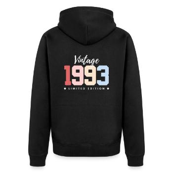 30 ans né en 1993 rétro 30e anniversaire - Veste à capuche bio Premium Unisexe - noir - Dos - Nico (187cm)