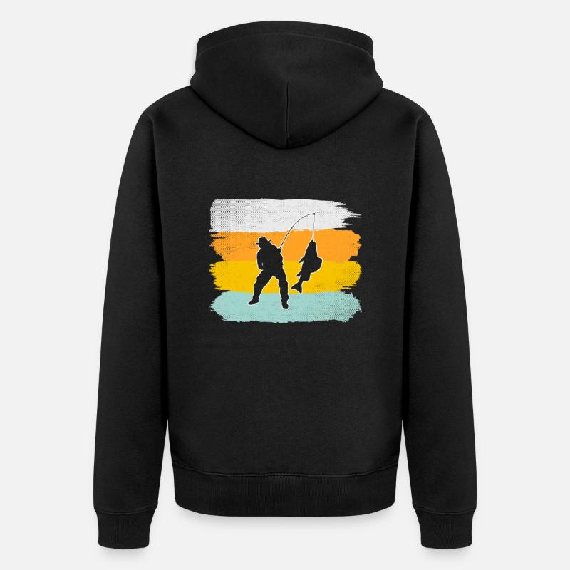 Pêche Rétro - Veste à capuche bio Premium Unisexe - noir