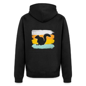 Squirrel Retro - Unisex Premium Organic Zip Hoodie - black - Back - Nico (187cm)