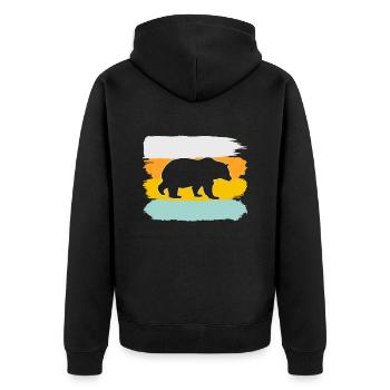 Bear Retro - Unisex Premium Organic Zip Hoodie - black - Back - Nico (187cm)