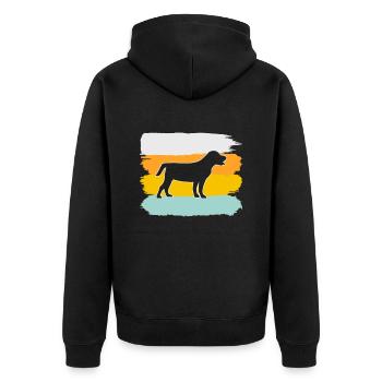 Hund Retro - Unisex Premium Bio Zip Hoodie - Schwarz - Hinten - Nico (187cm)
