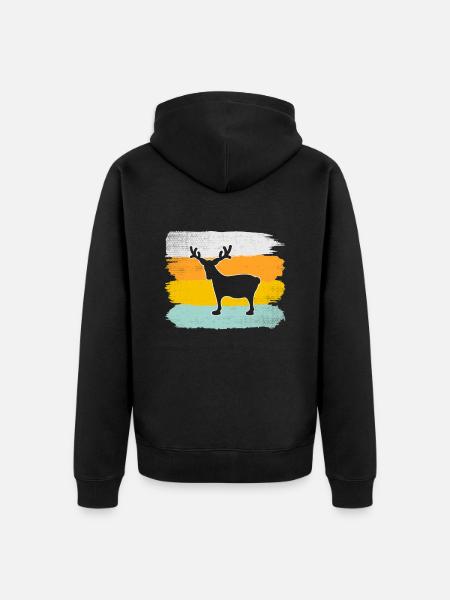 Elch Retro - Unisex Premium Bio Zip Hoodie - Schwarz