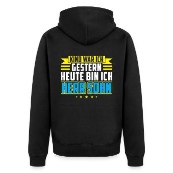 Jugendweihe 2023 Junge - Unisex Premium Bio Zip Hoodie - Schwarz - Hinten - Nico (187cm)