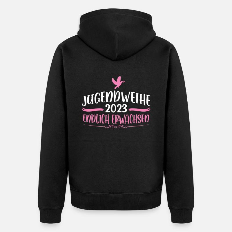 Jugendweihe 2023 Mädchen Junge - Unisex Premium Bio Zip Hoodie - Schwarz
