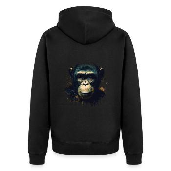 Portrait de singe chimpanzé - Veste à capuche bio Premium Unisexe - noir - Dos - Nico (187cm)