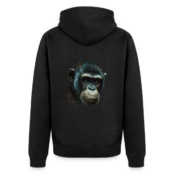 Portrait de singe chimpanzé - Veste à capuche bio Premium Unisexe - noir - Dos - Nico (187cm)