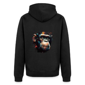 Portrait de singe chimpanzé - Veste à capuche bio Premium Unisexe - noir - Dos - Nico (187cm)