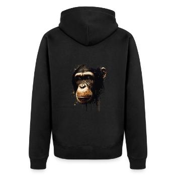 Portrait de singe chimpanzé - Veste à capuche bio Premium Unisexe - noir - Dos - Nico (187cm)