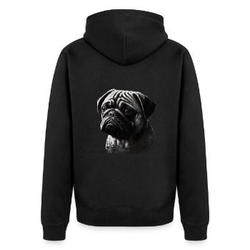 Mops-schablonen-design Weiß Und Schwarz - Unisex Premium Bio Zip Hoodie - Schwarz - Hinten - Nico (187cm)