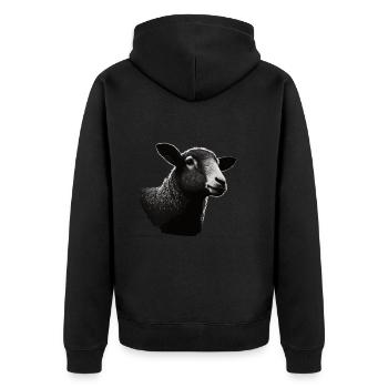 Schaf Schablone Art.-nr - Unisex Premium Bio Zip Hoodie - Schwarz - Hinten - Nico (187cm)