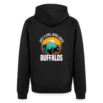 Büffel Bison Ochse Indianer Amerikanisch - Unisex Premium Bio Zip Hoodie - Schwarz - Hinten - Nico (187cm)