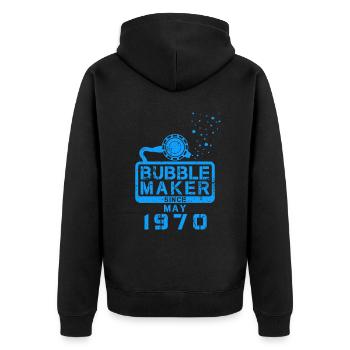 Taucher Geburtstag Bubblemaker seit Mai 1970 - Unisex Premium Bio Zip Hoodie - Schwarz - Hinten - Nico (187cm)