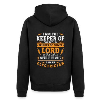 Electronics Repair I Am The Keeper Of Electrical - Unisex Premium Bio Zip Hoodie - Schwarz - Hinten - Nico (187cm)