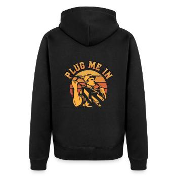 Electronics Repair Plug Me In Repair Technician - Unisex Premium Bio Zip Hoodie - Schwarz - Hinten - Nico (187cm)