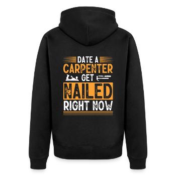 Tischler, Holzarbeiter - Unisex Premium Bio Zip Hoodie - Schwarz - Hinten - Nico (187cm)