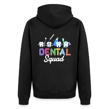 Technicien dentaire, cadre dentaire, hygiéniste dentaire - Veste à capuche bio Premium Unisexe - noir - Dos - Nico (187cm)