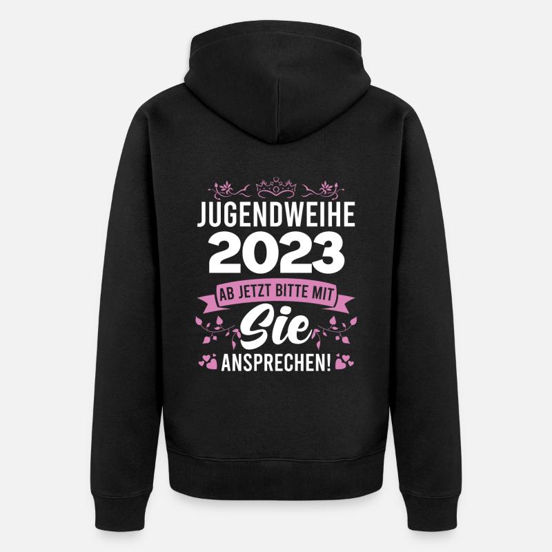 Jugendweihe 2023 Mädchen - Unisex Premium Bio Zip Hoodie - Schwarz