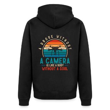 Drone flying, aerial drones, multicopters, drones - Unisex Premium Organic Zip Hoodie - black - Back - Nico (187cm)