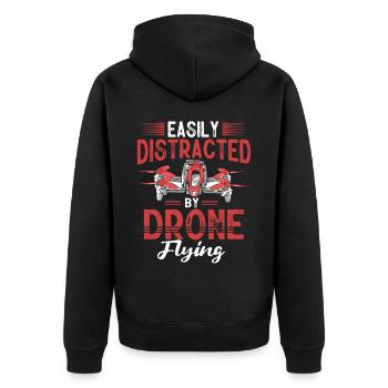 Drone flying, aerial drones, multicopters, drones - Unisex Premium Organic Zip Hoodie - black - Back - Nico (187cm)