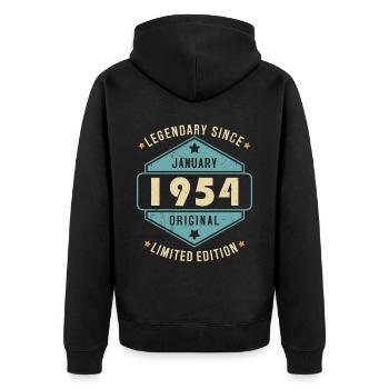 Legendary Since January 1954 Limited Edition - Unisex Premium Bio Zip Hoodie - Schwarz - Hinten - Nico (187cm)