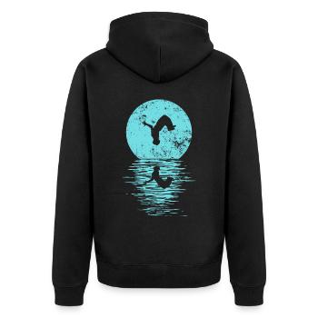 Parkour, Freerunning, Street Workout, Acrobatic - Unisex Premium Bio Zip Hoodie - Schwarz - Hinten - Nico (187cm)
