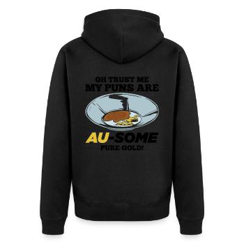 Funny Gold Panning Gold Prospectors Gold Digger Wordspit - Unisex Premium Organic Zip Hoodie - black - Back - Nico (187cm)