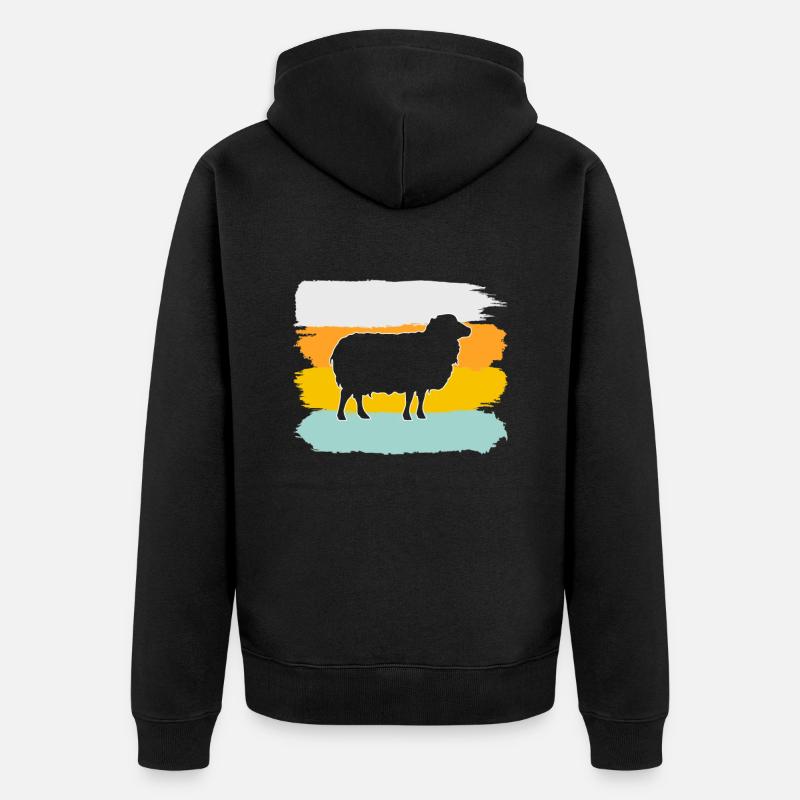 Schaf Retro - Unisex Premium Bio Zip Hoodie - Schwarz