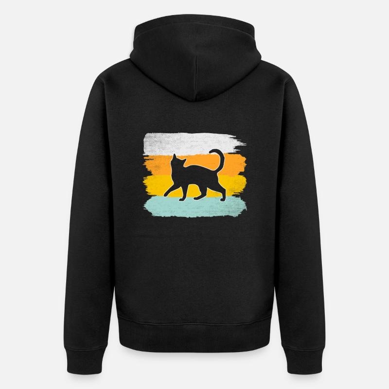 Chat Rétro - Veste à capuche bio Premium Unisexe - noir