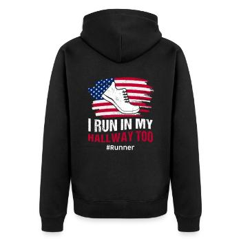 Jogging Saying for Running - Runners - Unisex Premium Organic Zip Hoodie - black - Back - Nico (187cm)