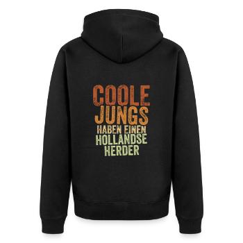Hollandse Herder - Unisex Premium Bio Zip Hoodie - Schwarz - Hinten - Nico (187cm)