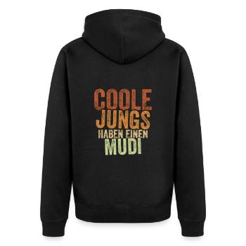 Mudi - Unisex Premium Bio Zip Hoodie - Schwarz - Hinten - Nico (187cm)