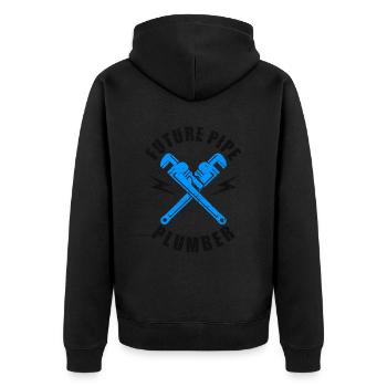 Sanitary Pipefitter Pipes Pipefitting Future Pipe - Unisex Premium Organic Zip Hoodie - black - Back - Nico (187cm)