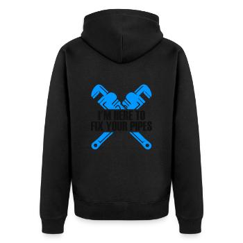 A Pipefitter Pipefitter Pipefitting - Unisex Premium Organic Zip Hoodie - black - Back - Nico (187cm)