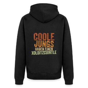 Xoloitzcuintle - Unisex Premium Bio Zip Hoodie - Schwarz - Hinten - Nico (187cm)