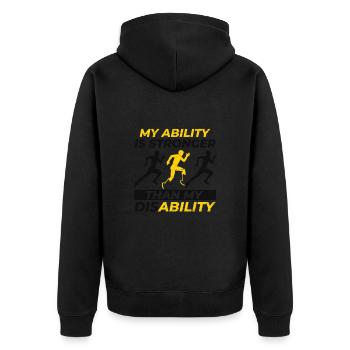 Ability is more - Unisex Premium Organic Zip Hoodie - black - Back - Nico (187cm)