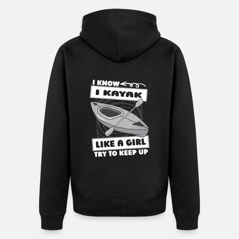 Kajaker Mädchen - Unisex Premium Bio Zip Hoodie - Schwarz