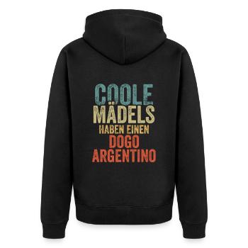 Dogo Argentino - Unisex Premium Bio Zip Hoodie - Schwarz - Hinten - Nico (187cm)
