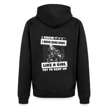 Quad Bike Mädchen - Unisex Premium Bio Zip Hoodie - Schwarz - Hinten - Nico (187cm)