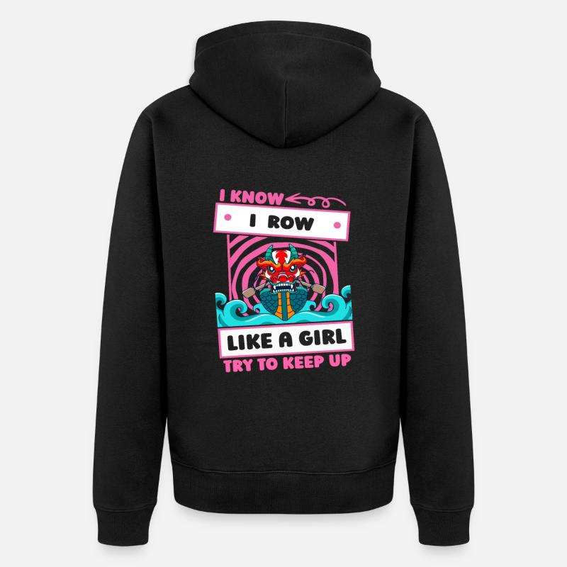Rudern Ruderer Mädchen - Unisex Premium Bio Zip Hoodie - Schwarz
